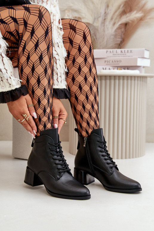 Schnürstiefel Feminin mit Absätzen Aus Ermöglichtturleder sich Zuarm laufen schZuarze Farbe Vinceza 91110