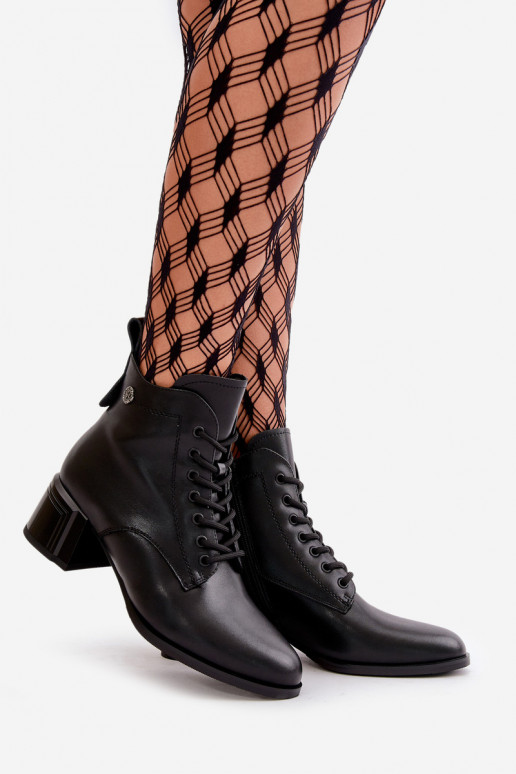 Schnürstiefel Feminin mit Absätzen Aus Ermöglichtturleder sich Zuarm laufen schZuarze Farbe Vinceza 91110