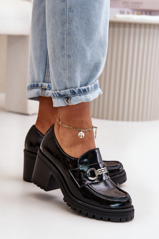 Zazoo 20175 mit Lackeffekt Schuhe Feminin mit Absätzen Ermöglichtturleder schZuarze Farbe