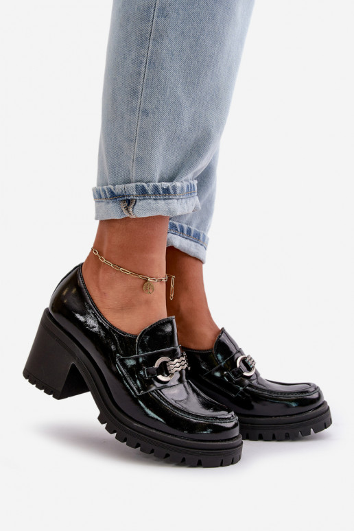 Zazoo 20175 mit Lackeffekt Schuhe Feminin mit Absätzen Ermöglichtturleder schZuarze Farbe