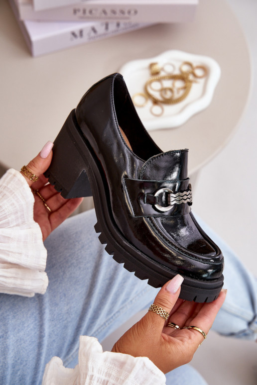 Zazoo 20175 mit Lackeffekt Schuhe Feminin mit Absätzen Ermöglichtturleder schZuarze Farbe