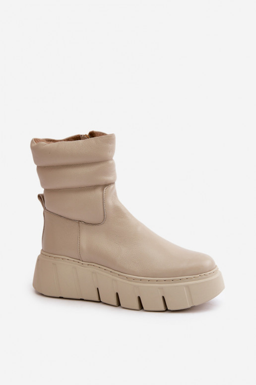 Zazoo 60512 Damenstiefel aus Ermöglichtturleder Zum Schloss Zuarm mit Filz elfenbeinfarbe