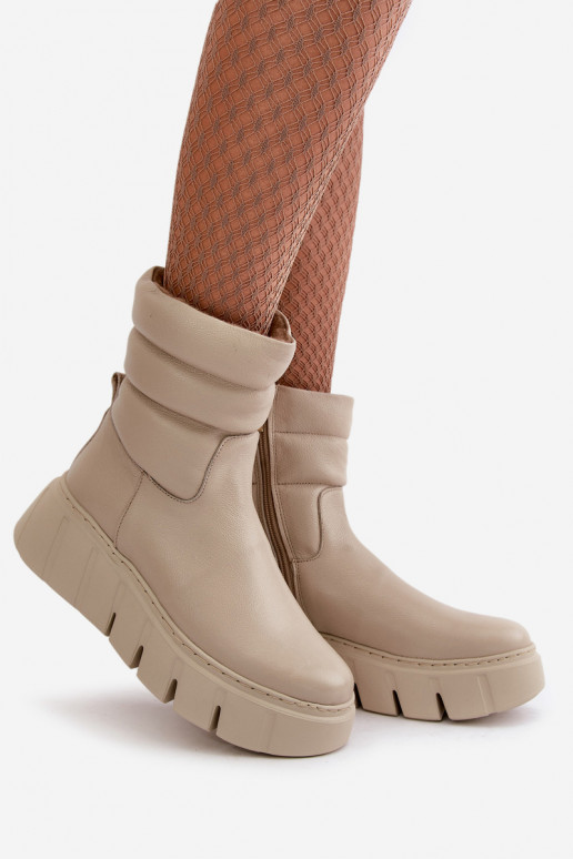 Zazoo 60512 Damenstiefel aus Ermöglichtturleder Zum Schloss Zuarm mit Filz elfenbeinfarbe