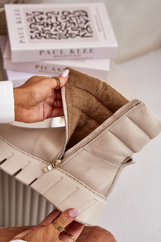 Zazoo 60512 Damenstiefel aus Ermöglichtturleder Zum Schloss Zuarm mit Filz elfenbeinfarbe