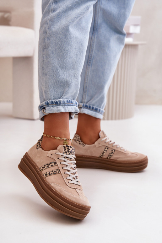 Zazoo N1068S4 Stilvollllschuhe aus INildleder-Sneakers mit einer Plattform mit Leopardenfellmuster pinke Farbe Zazoo N1068S4 Stilvollllschuhe aus INildleder-Sneakers mit einer Plattform mit Leopardenfellmuster pinke Farbe