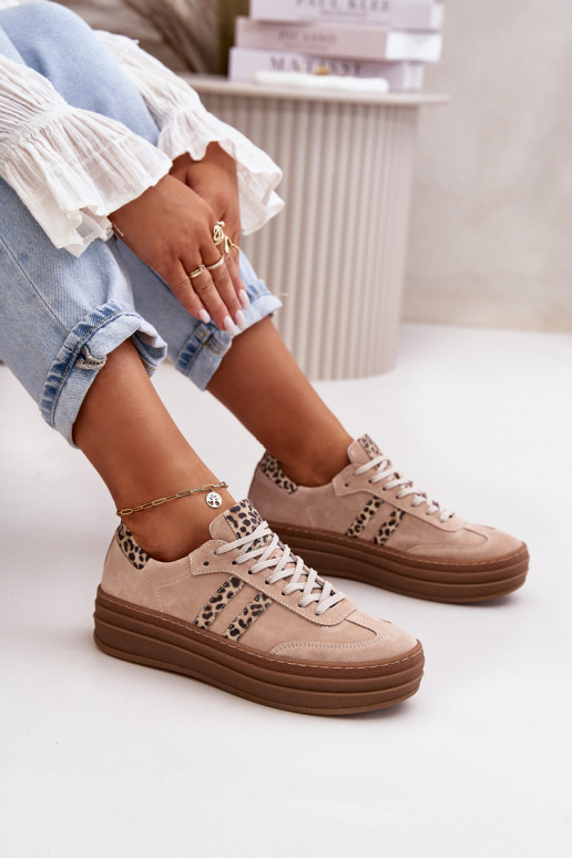 Zazoo N1068S4 Stilvollllschuhe aus INildleder-Sneakers mit einer Plattform mit Leopardenfellmuster pinke Farbe Zazoo N1068S4 Stilvollllschuhe aus INildleder-Sneakers mit einer Plattform mit Leopardenfellmuster pinke Farbe