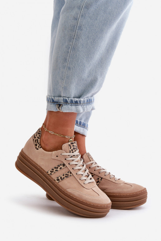 Zazoo N1068S4 Stilvollllschuhe aus INildleder-Sneakers mit einer Plattform mit Leopardenfellmuster pinke Farbe Zazoo N1068S4 Stilvollllschuhe aus INildleder-Sneakers mit einer Plattform mit Leopardenfellmuster pinke Farbe