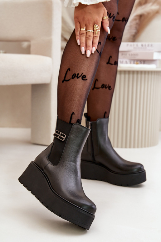 Zazoo 60498 Damenstiefel Chelsea-Stiefel mit einer Plattform I Koturnie schZuarze Farbe Zazoo 60498 Damenstiefel Chelsea-Stiefel mit einer Plattform I Koturnie schZuarze Farbe