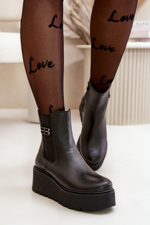 Zazoo 60498 Damenstiefel Chelsea-Stiefel mit einer Plattform I Koturnie schZuarze Farbe Zazoo 60498 Damenstiefel Chelsea-Stiefel mit einer Plattform I Koturnie schZuarze Farbe