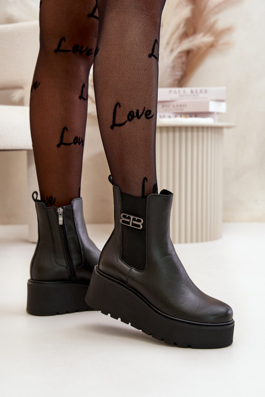 Zazoo 60498 Damenstiefel Chelsea-Stiefel mit einer Plattform I Koturnie schZuarze Farbe Zazoo 60498 Damenstiefel Chelsea-Stiefel mit einer Plattform I Koturnie schZuarze Farbe