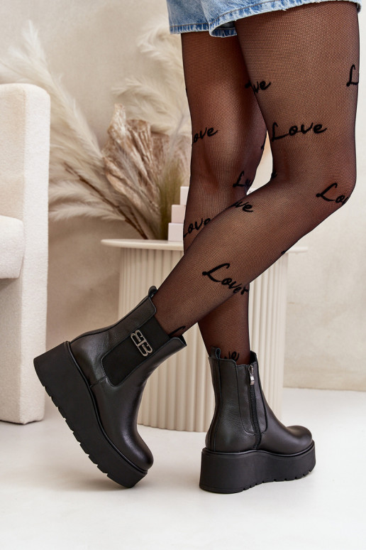 Zazoo 60498 Damenstiefel Chelsea-Stiefel mit einer Plattform I Koturnie schZuarze Farbe Zazoo 60498 Damenstiefel Chelsea-Stiefel mit einer Plattform I Koturnie schZuarze Farbe