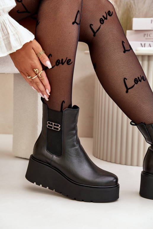 Zazoo 60498 Damenstiefel Chelsea-Stiefel mit einer Plattform I Koturnie schZuarze Farbe Zazoo 60498 Damenstiefel Chelsea-Stiefel mit einer Plattform I Koturnie schZuarze Farbe