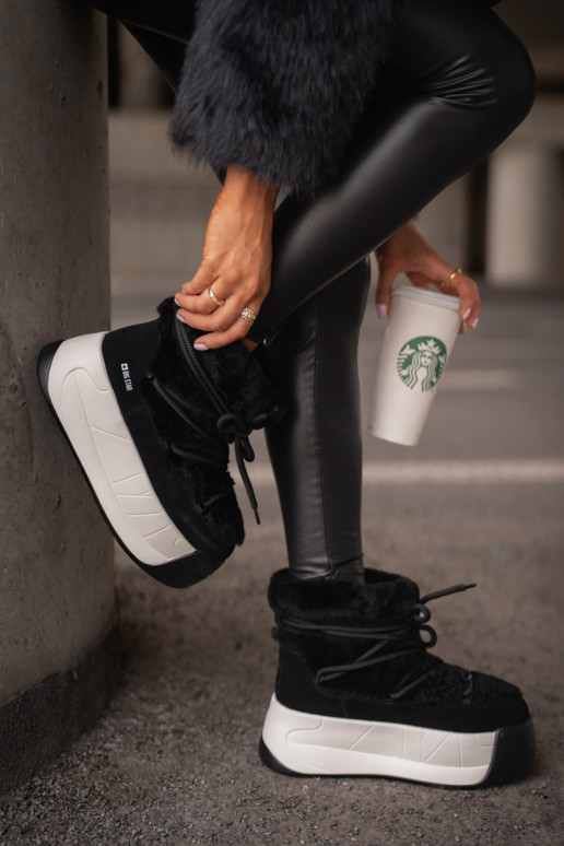 Haut Schneestiefel Feminin Auf dicker Sohle mit Pelzmantel Big Star OO274A206 schZuarze Farbe Haut Schneestiefel Feminin Auf dicker Sohle mit Pelzmantel Big Star OO274A206 schZuarze Farbe