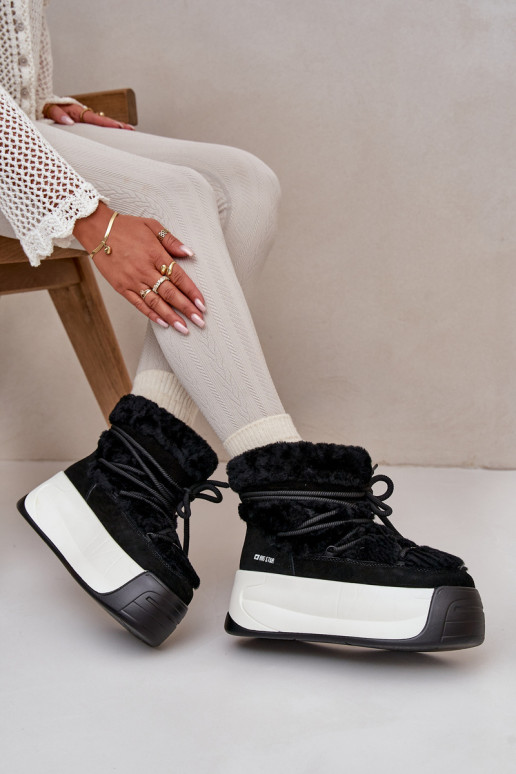 Haut Schneestiefel Feminin Auf dicker Sohle mit Pelzmantel Big Star OO274A206 schZuarze Farbe Haut Schneestiefel Feminin Auf dicker Sohle mit Pelzmantel Big Star OO274A206 schZuarze Farbe