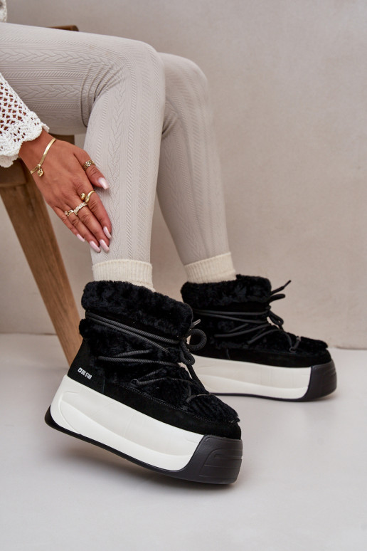 Haut Schneestiefel Feminin Auf dicker Sohle mit Pelzmantel Big Star OO274A206 schZuarze Farbe Haut Schneestiefel Feminin Auf dicker Sohle mit Pelzmantel Big Star OO274A206 schZuarze Farbe