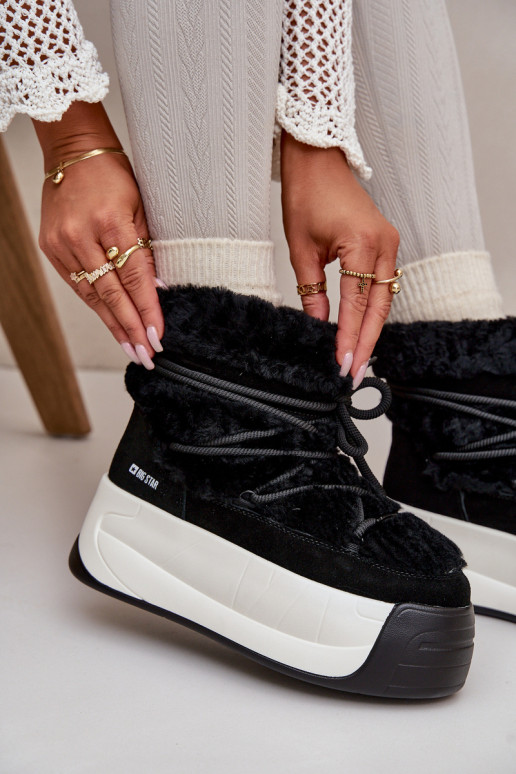 Haut Schneestiefel Feminin Auf dicker Sohle mit Pelzmantel Big Star OO274A206 schZuarze Farbe Haut Schneestiefel Feminin Auf dicker Sohle mit Pelzmantel Big Star OO274A206 schZuarze Farbe