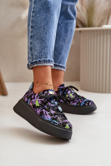 Haut Turnschuhe mit einer Plattform Es mussciejka 06191-05 Violette Farbe 2