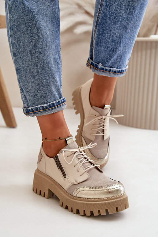 Schuhe Feminin Aus Ermöglichtturleder Beige Es mussciejka 06177-04