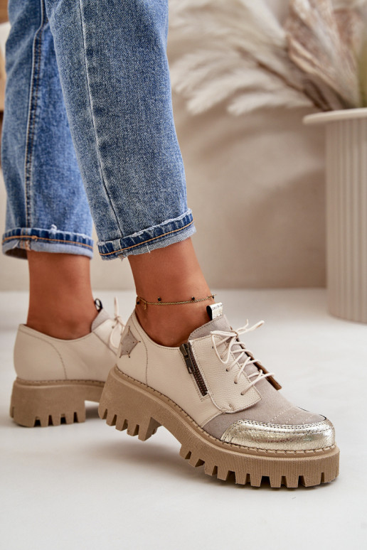 Schuhe Feminin Aus Ermöglichtturleder Beige Es mussciejka 06177-04