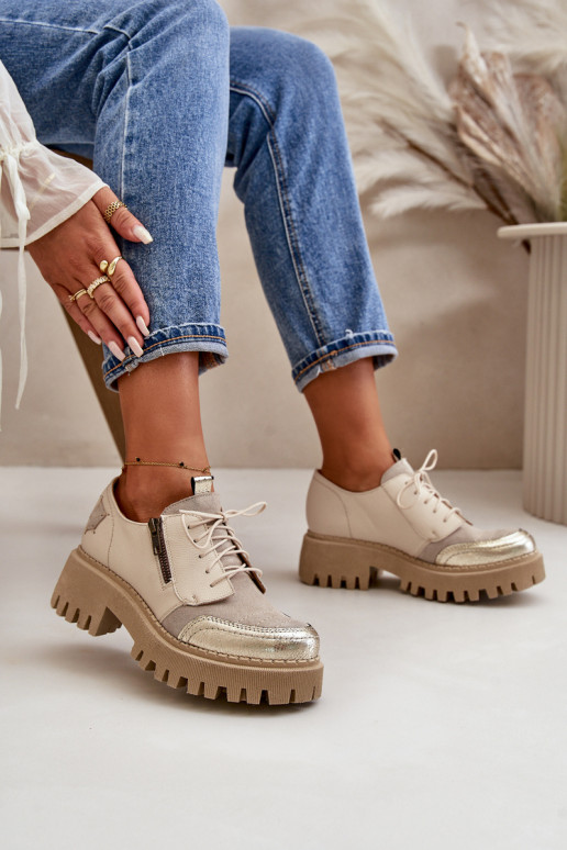 Schuhe Feminin Aus Ermöglichtturleder Beige Es mussciejka 06177-04