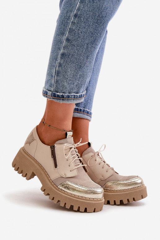 Schuhe Feminin Aus Ermöglichtturleder Beige Es mussciejka 06177-04