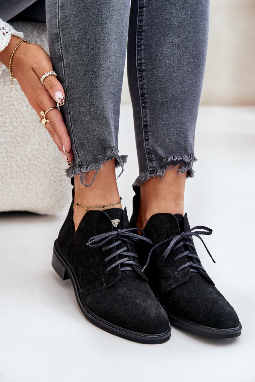 Zazoo 2959 aus INildleder Schuhe Oksfordki mit Schnürsenkeln mit breiten Absätzen schZuarze Farbe Zazoo 2959 aus INildleder Schuhe Oksfordki mit Schnürsenkeln mit breiten Absätzen schZuarze Farbe