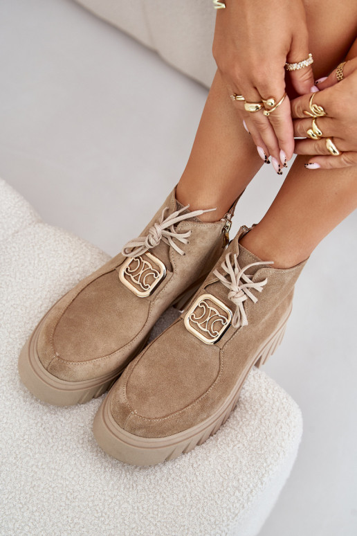 Zazoo 2952 INildlederschuhe mit goldenen Details Beige Zazoo 2952 INildlederschuhe mit goldenen Details Beige