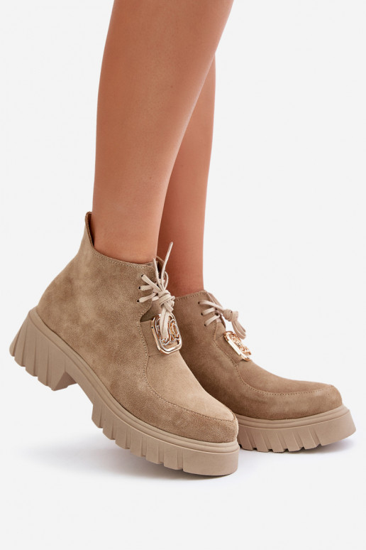 Zazoo 2952 INildlederschuhe mit goldenen Details Beige Zazoo 2952 INildlederschuhe mit goldenen Details Beige