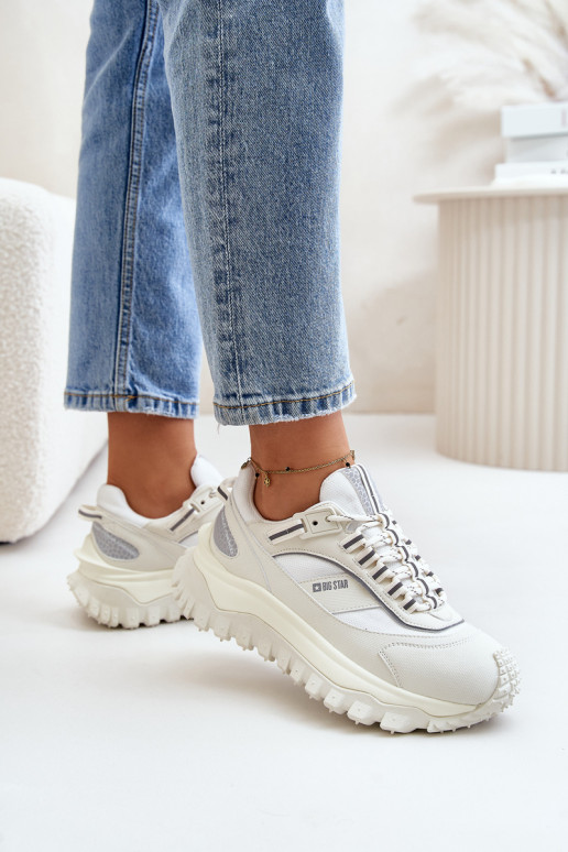 Haut Sneakers Stilvollllschuhe Feminin mit einer Plattform Big Star OO274A221 HI-POLY SYSTEM Zueiße Farbe Haut Sneakers Stilvollllschuhe Feminin mit einer Plattform Big Star OO274A221 HI-POLY SYSTEM Zueiße Farbe