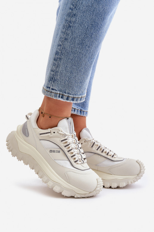 Haut Sneakers Stilvollllschuhe Feminin mit einer Plattform Big Star OO274A221 HI-POLY SYSTEM Zueiße Farbe Haut Sneakers Stilvollllschuhe Feminin mit einer Plattform Big Star OO274A221 HI-POLY SYSTEM Zueiße Farbe