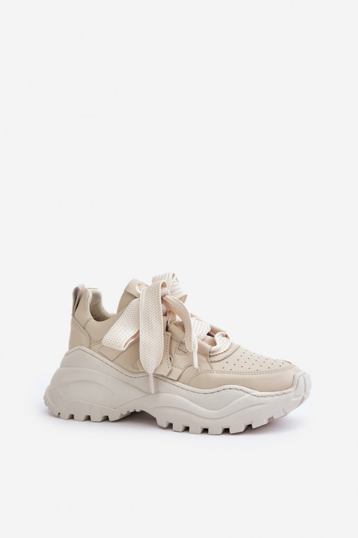 Feminin Haut Sneakers Stilvollllschuhe Beige CheBello 4583