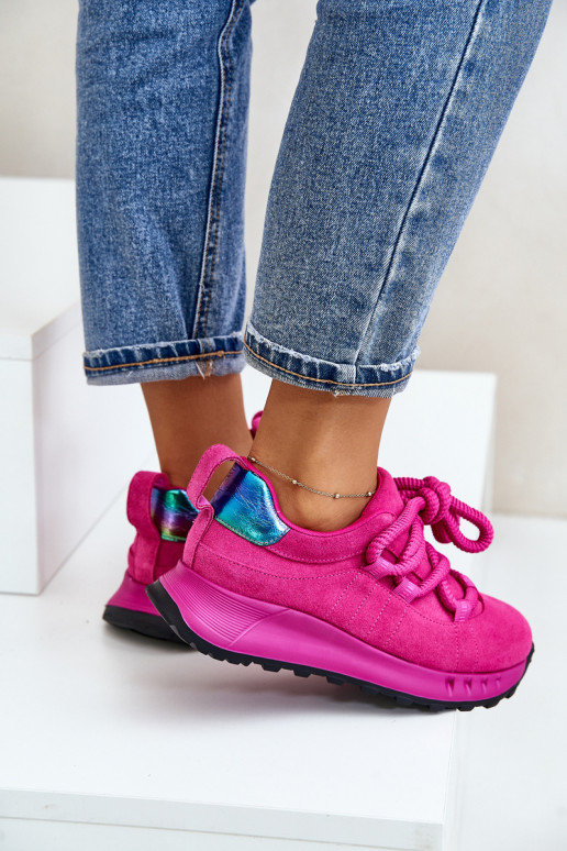aus INildleder Sneakers Stilvollllschuhe FemininGrubym Schnürungm Artiker 54C1461 pinke Farbe
