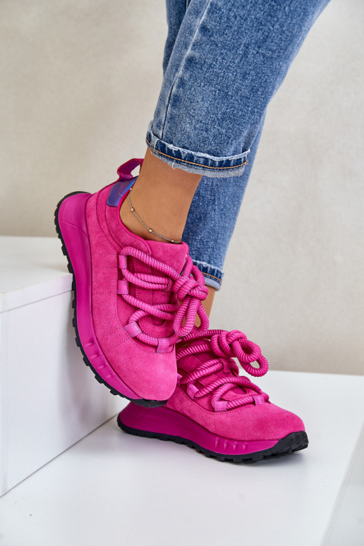 aus INildleder Sneakers Stilvollllschuhe FemininGrubym Schnürungm Artiker 54C1461 pinke Farbe