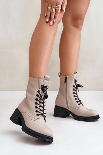 Gefütterte Damen-Stiefeletten aus Naturleder Vinceza 66671 sandfarbene Farbe 2