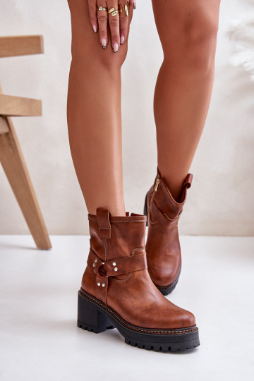Damen-Stiefeletten für den Alltag LeĮskis 3435 braune Farbe