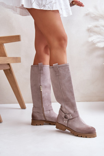 aus INildleder Damenstiefel Gegen die Straße LeZuski 3615 Cappuccino-Farbe 2