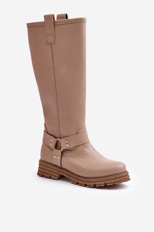 Haut Damenstiefel Gegen die Straße LeZuski 3615 Beige