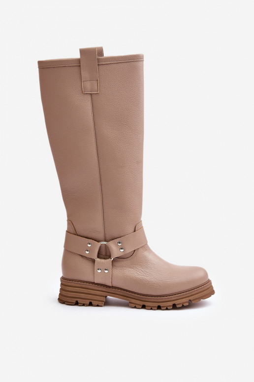 Haut Damenstiefel Gegen die Straße LeZuski 3615 Beige