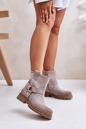 Wildleder-Damen-Schuhe mit breiten Absätzen LeĮskis 3610 cappuccino Farbe 2