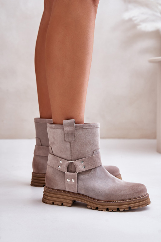 INildlederschuhe Feminin mit breiten Absätzen LeZuski 3610 Cappuccino-Farbe INildlederschuhe Feminin mit breiten Absätzen LeZuski 3610 Cappuccino-Farbe