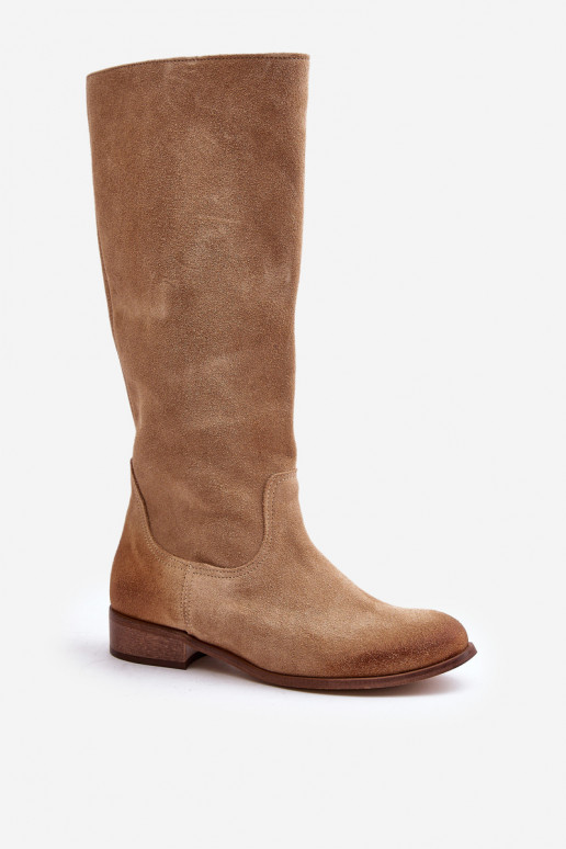 aus INildleder Damenstiefel Mittlere INade Zum Schloss LeZuski 3616 Beige aus INildleder Damenstiefel Mittlere INade Zum Schloss LeZuski 3616 Beige