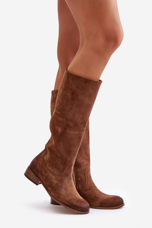 aus INildleder Damenstiefel Mittlere INade Zum Schloss LeZuski 3616 braune Farbe aus INildleder Damenstiefel Mittlere INade Zum Schloss LeZuski 3616 braune Farbe