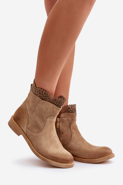 Schuhe mit niedrigem Absatz für Damen mit breiten Absätzen aus INildleder LeZuski 3624 Beige Schuhe mit niedrigem Absatz für Damen mit breiten Absätzen aus INildleder LeZuski 3624 Beige