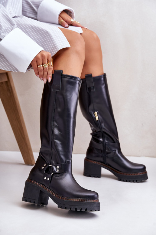 Haut Damenstiefel Gegen die Straße LeZuski 3432 schZuarze Farbe Haut Damenstiefel Gegen die Straße LeZuski 3432 schZuarze Farbe