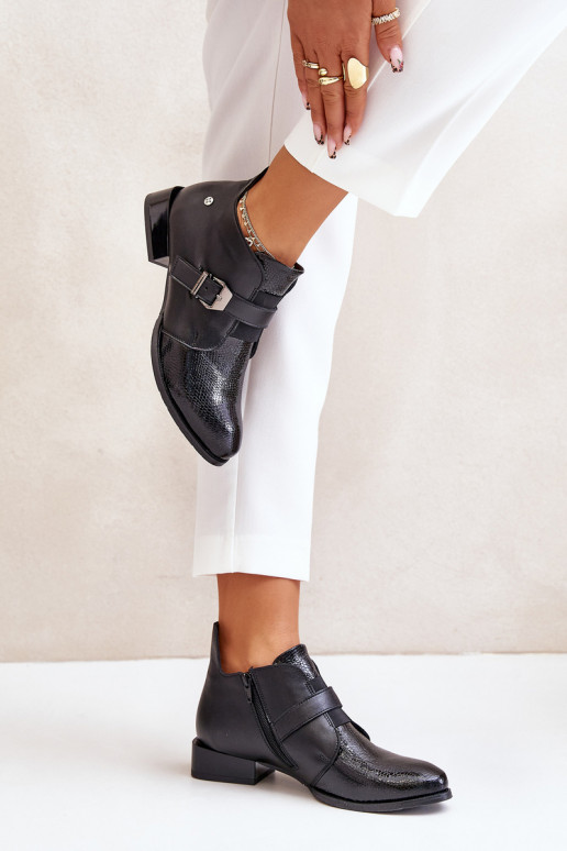 Haut Niedrig Stiefel Zum Schloss Es mussciejka 06692-01 schZuarze Farbe