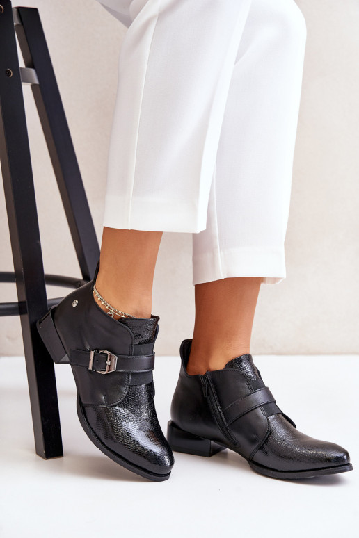 Haut Niedrig Stiefel Zum Schloss Es mussciejka 06692-01 schZuarze Farbe