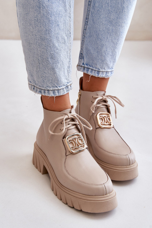 Zazoo 2952 Haut Stiefel mit goldenen Details Beige Zazoo 2952 Haut Stiefel mit goldenen Details Beige