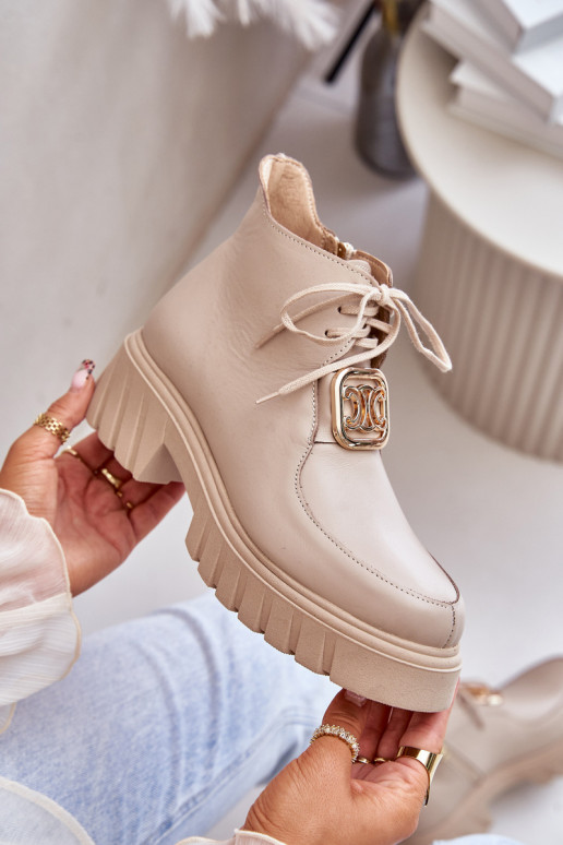 Zazoo 2952 Haut Stiefel mit goldenen Details Beige Zazoo 2952 Haut Stiefel mit goldenen Details Beige