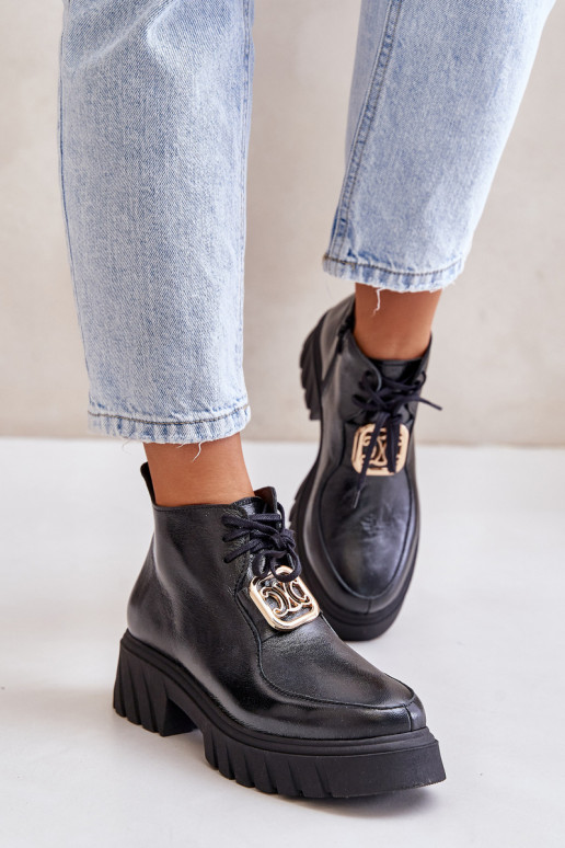 Zazoo 2952 Haut Stiefel mit goldenen Details schZuarze Farbe