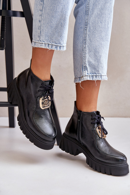 Zazoo 2952 Haut Stiefel mit goldenen Details schZuarze Farbe